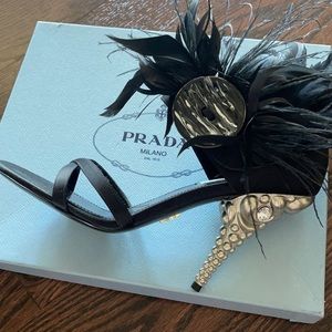 Authentic gorgeous PRADA feather sandals perfect for holiday dress to impress!!!